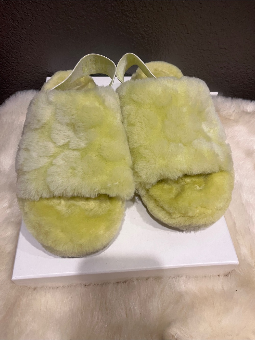 Ugg plush slippers with strap